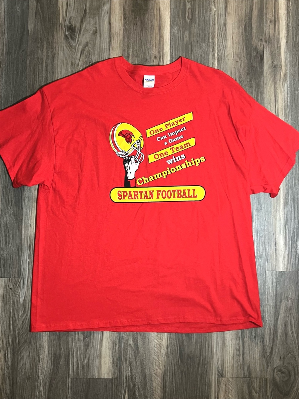 Vintage Y2K Red Football Graphic Print T-shirt Spartan Championship Size 3XL
